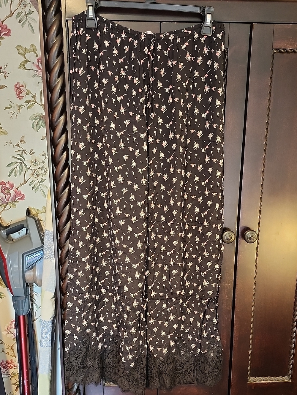 Victoria Secrets Black PJ Pants W/Floral & Lace